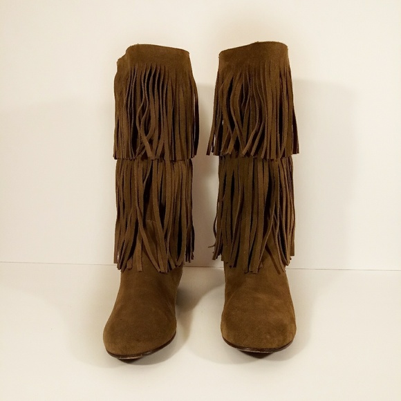 Michael Kors Collection Suede Fringe Boots Italy - Picture 2 of 8